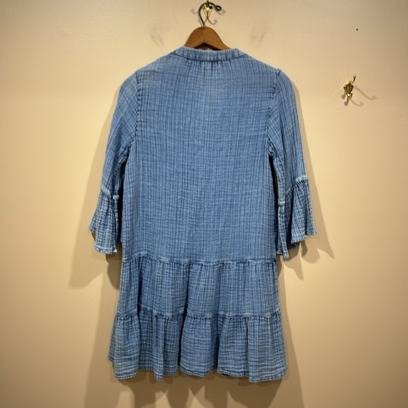 Faherty Dune Cotton Gauze Kacey Dress Light Indigo Wash Size Medium - Picture 13 of 14